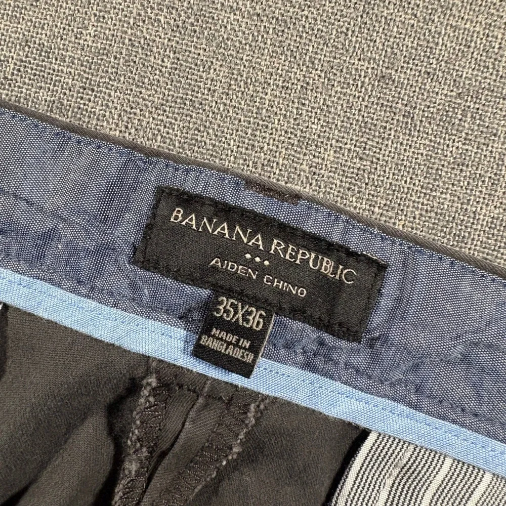 Banana Republic Aiden Chino Men 35x36 Gray Slim Fit‎ Stretch Cotton Pants